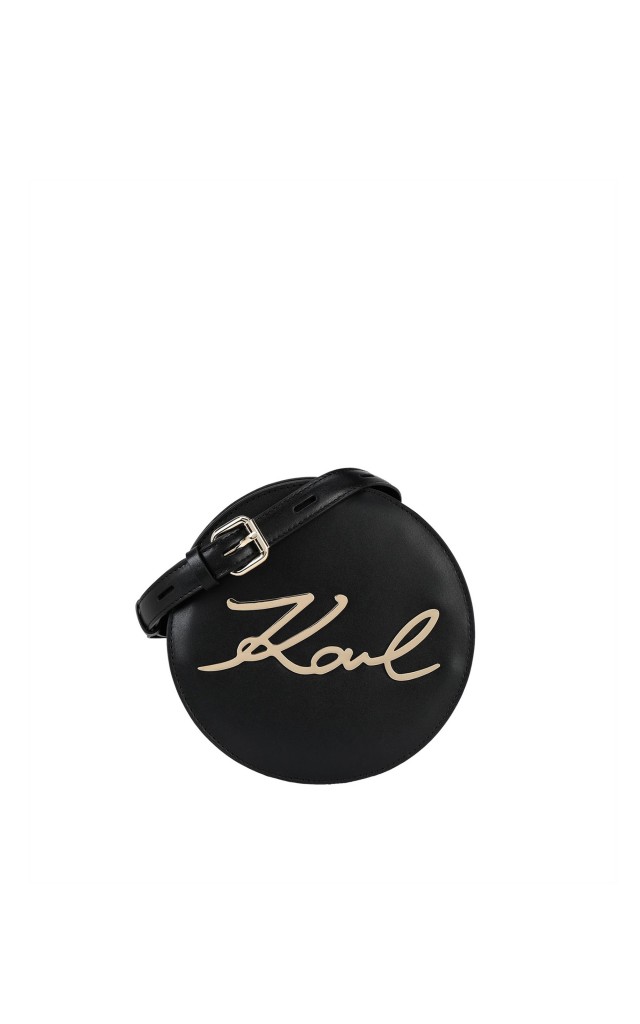 Torebka Karl Lagerfeld Signature Round Black Gold