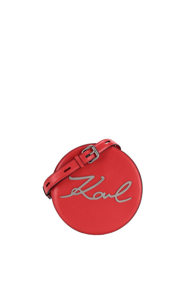 Torebka Karl Lagerfeld Signature Round Red Fire