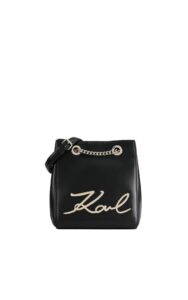 Torebka Karl Lagerfeld Signature Bucketbug Black Gold