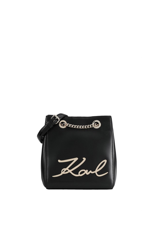 Torebka Karl Lagerfeld Signature Bucketbug Black Gold