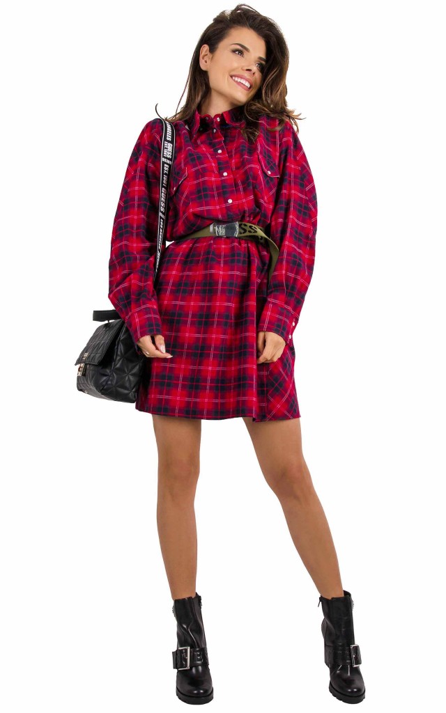 Sukienka Iceberg Check Navy Blue Red