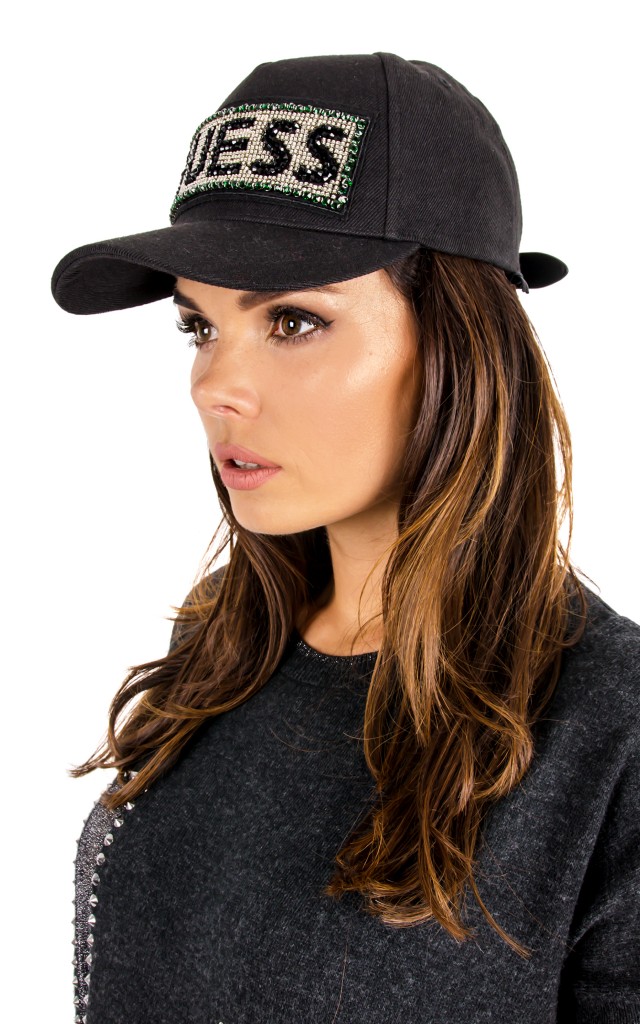 Czapka Guess Crystals Logo Black
