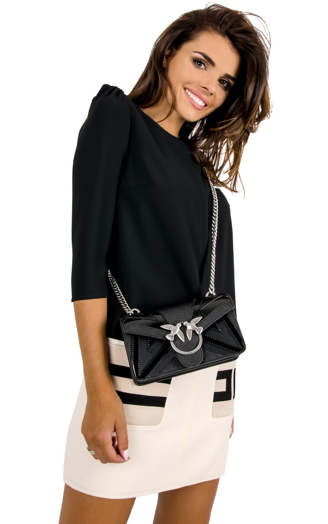 Torebka Pinko Mini Love Chevron Black
