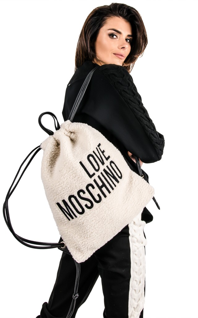 Plecak Love Moschino Sheep Avorio Nero