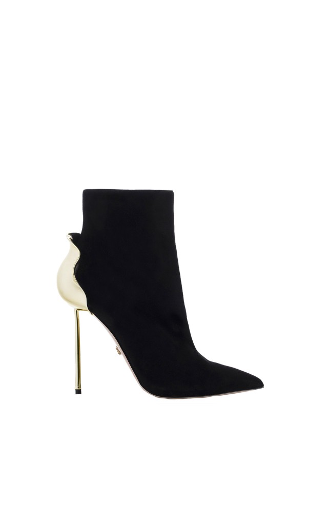 Botki Petalo Le Silla Velour Nero Oro