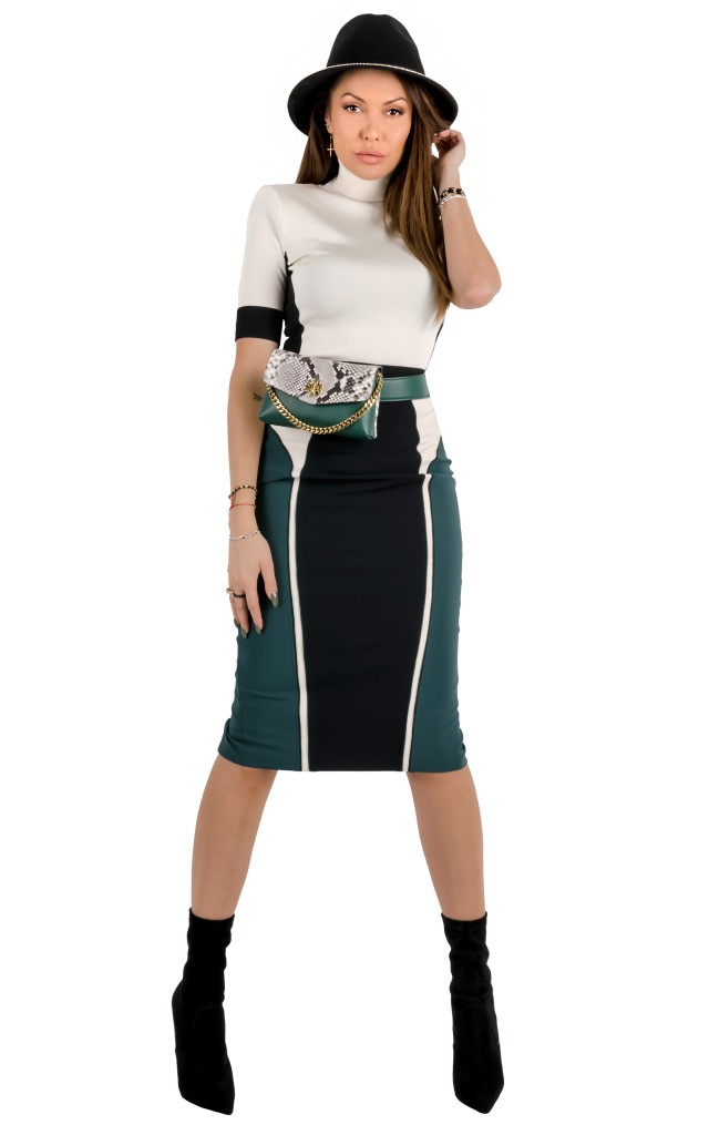 Spódnica Elisabetta Franchi Nero Burro Verde