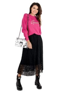 Sweter Guess Crystals Logo Pink