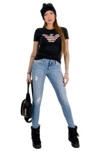 T-shirt Logo Flower Emporio Nero