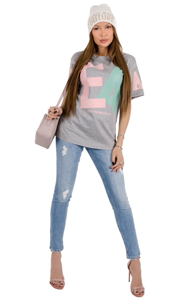T-shirt Armani Logo Grigio Melange