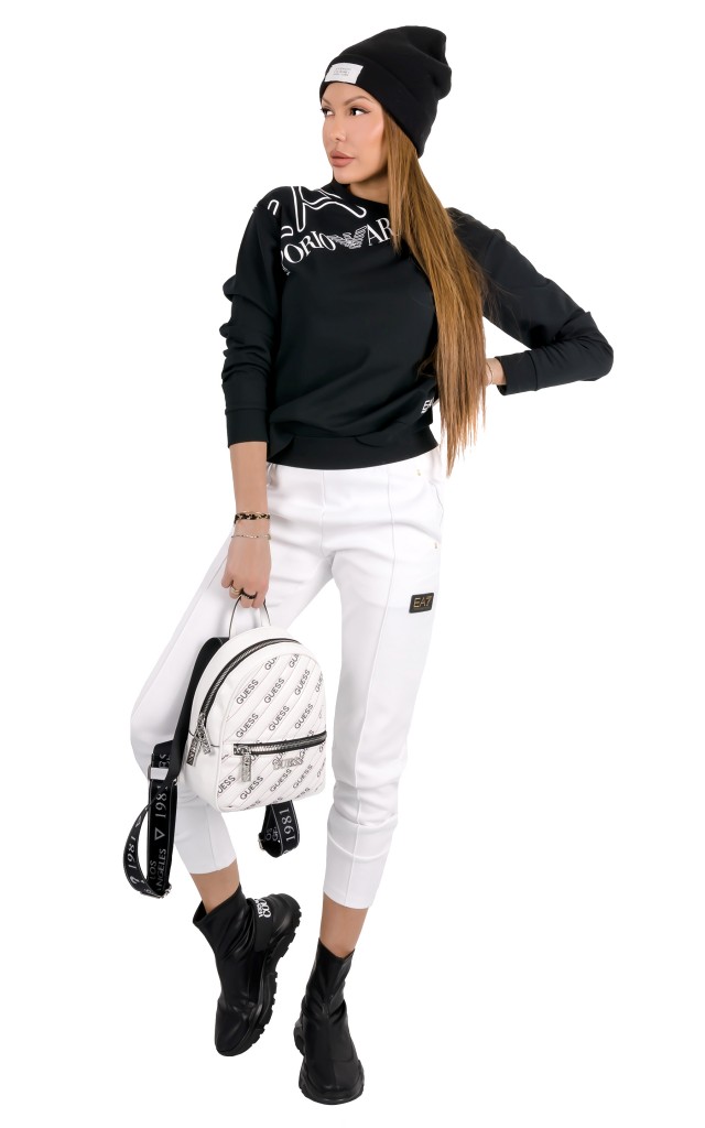 Spodnie EA7 Gold Logo White