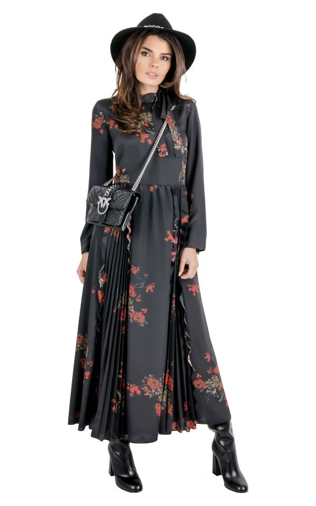 Sukienka Maxi Red Valentino Logo Nero Print