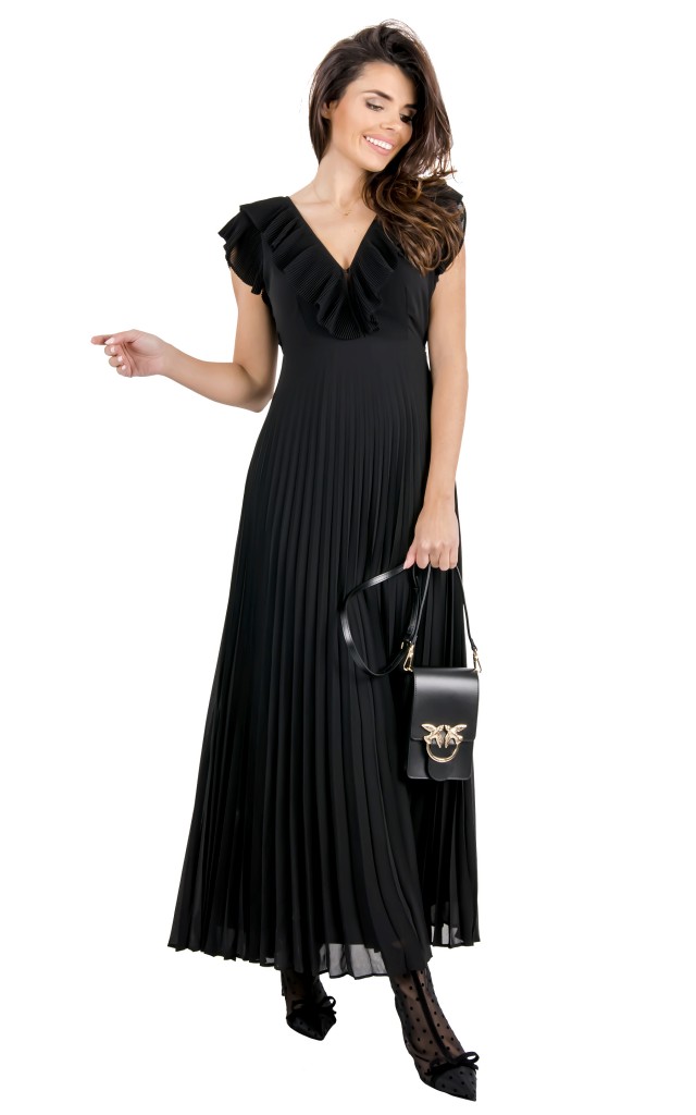 Sukienka Maxi Twin Set Plisy Nero