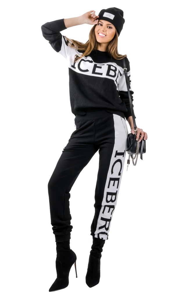 Spodnie Knit ICEBERG Logo Black White