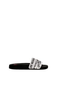 Klapki Z Logo Marki Love Moschino Black White