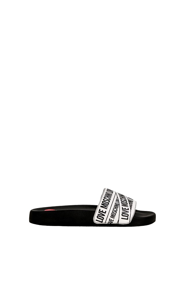 Klapki Z Logo Marki Love Moschino Black White