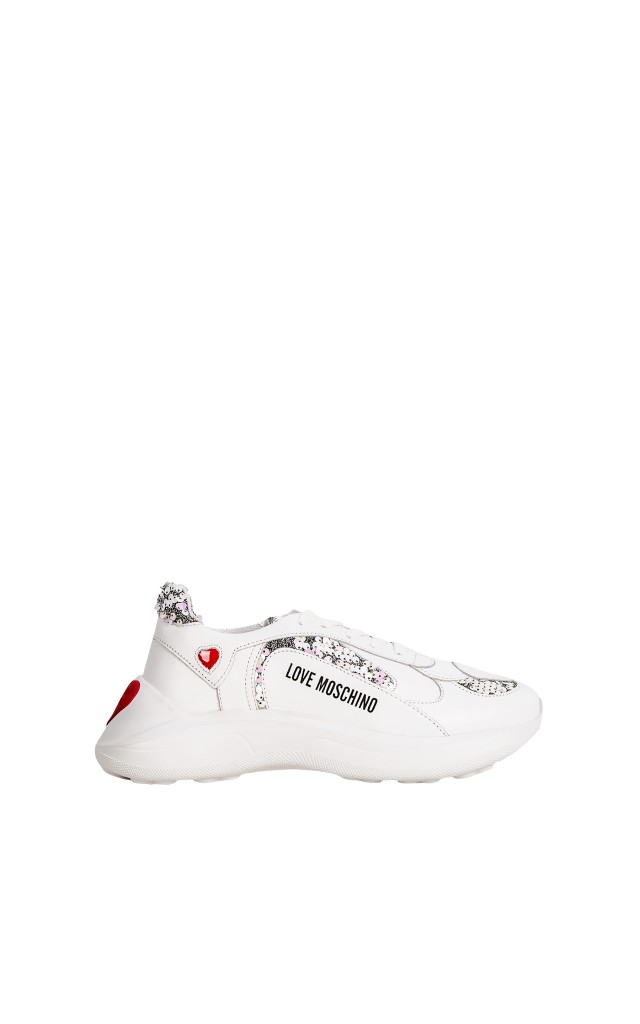 Sneakersy Paillettes Moschino White
