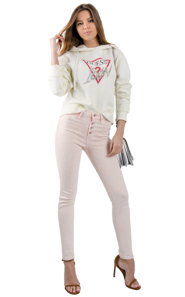 Spodnie Guess Skinny Wash Pink