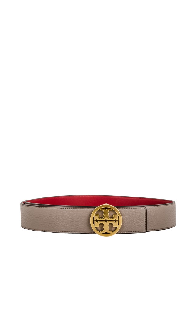 Pasek Reversible Logo Tory Burch Gray Heron