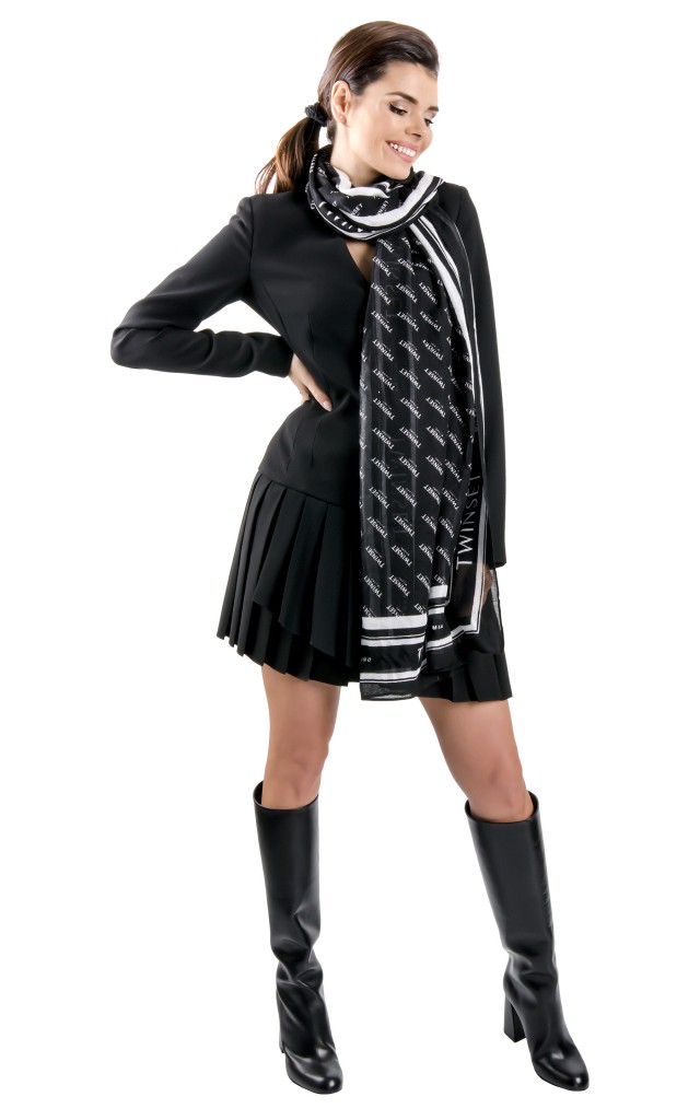 Chusta Twin Set Logo Avorio Nero