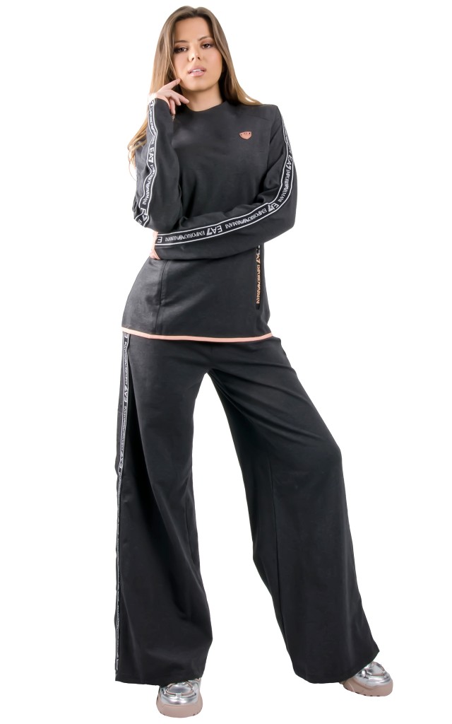 Spodnie Wide Legs Armani Carbon Melange