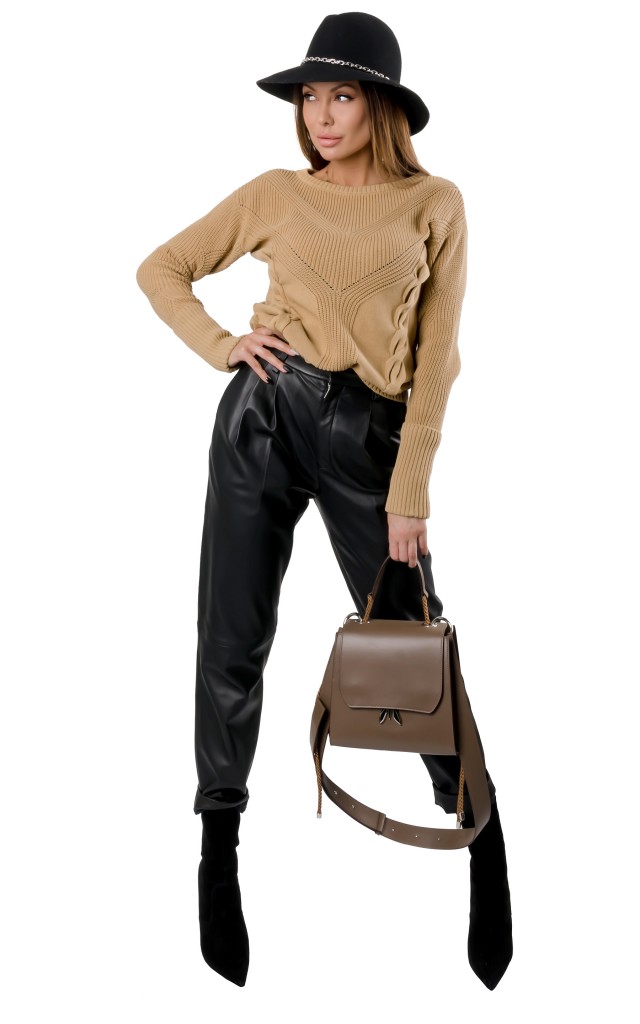 Sweter Knit Braid Patrizia Pompei Beige