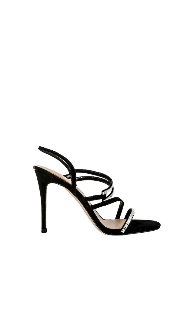 Sandały Szpilki Lustereczka Guess Logo Black Silver