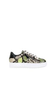 Sneakersy Z Zameczkami Wężowy Print Guess Lime