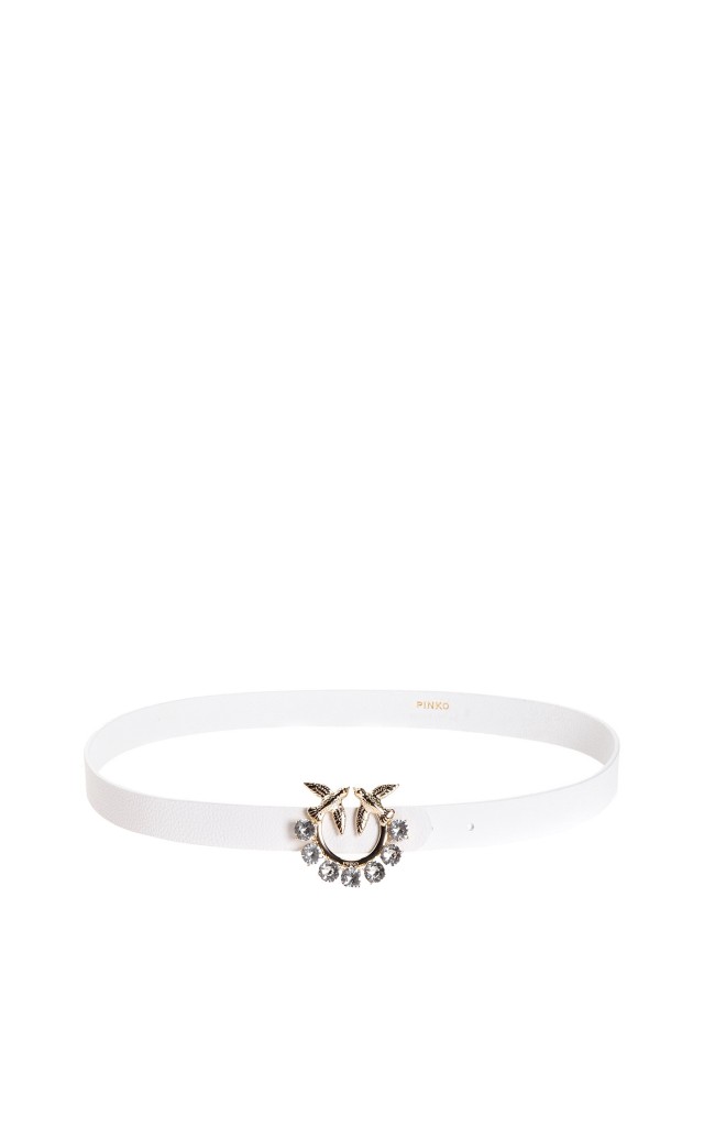 Pasek Pinko Berry Small Jewel White
