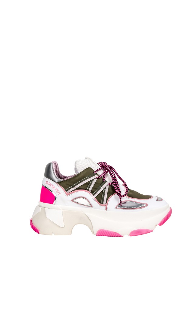 Sneakersy Patrizia Pepe Logo Military Flash Fluo