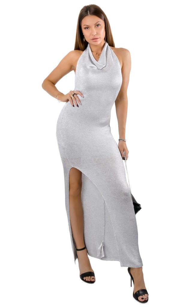 Sukienka Maxi Dzianinowa Guess Silver