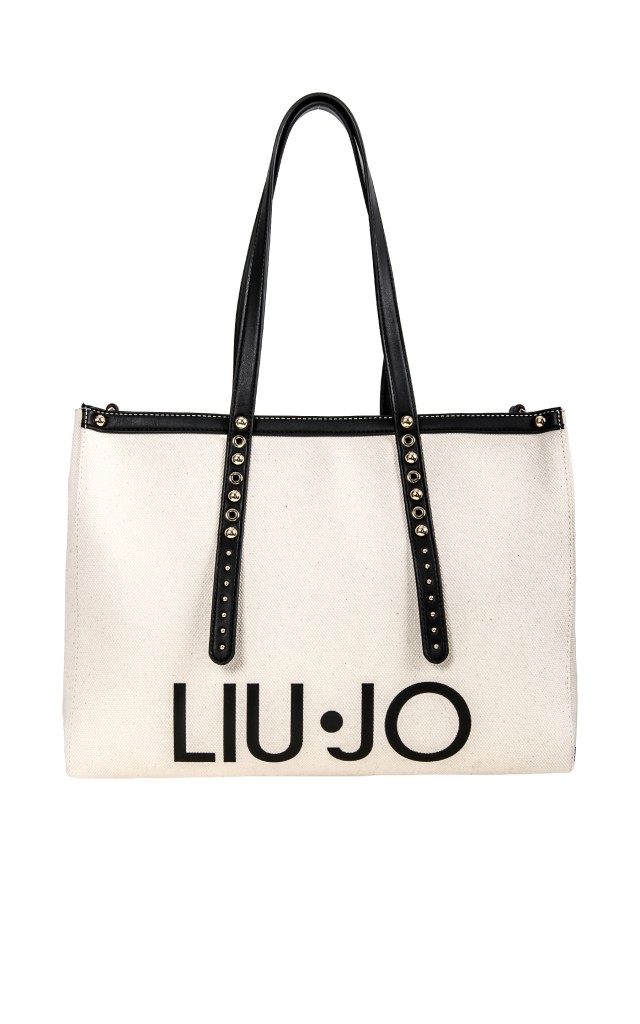 Torba Shopper Liu Jo Agil Logo Bianco Lana