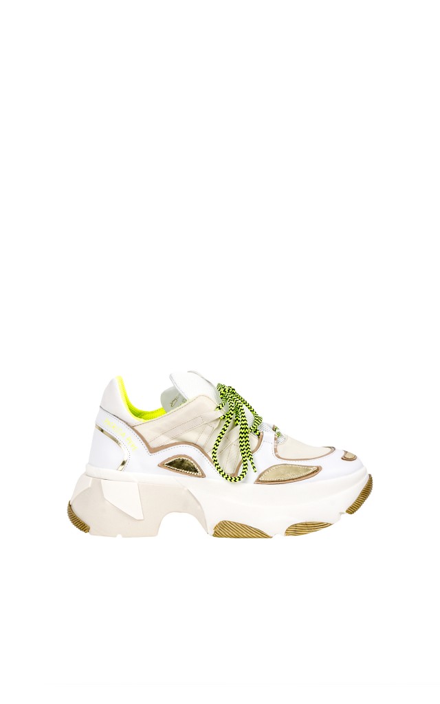 Sneakersy Z Laminowaną Skórą Patrizia Pepe White Fluo
