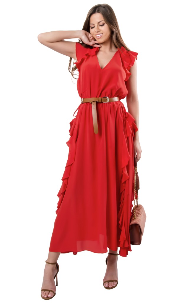 Sukienka Twin Set Falbany Silk Diaspro
