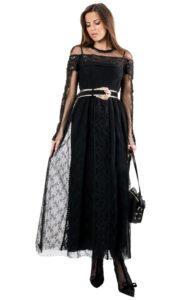 Sukienka Maxi Koronkowa Valentino Nero