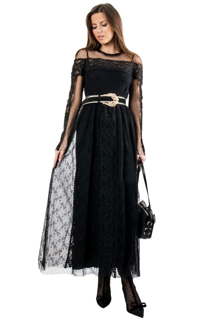 Sukienka Maxi Koronkowa Valentino Nero