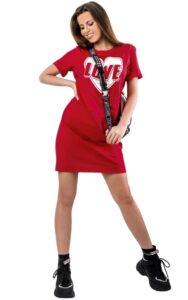 Sukienka Love Moschino Big Logo Rosso