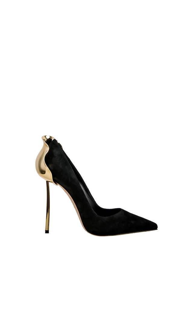 Szpilki Le Silla Decolette Velour Nero Oro
