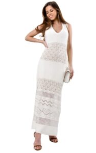 Sukienka Maxi Twin Set U&B Logo Avorio