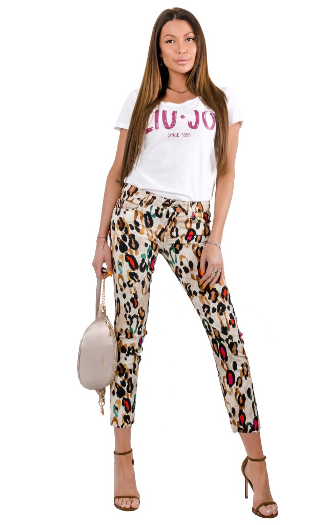 T-shirt Moda Logo Liu Jo Nero Bianco Orchidea