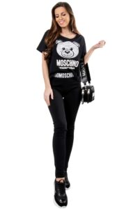 Legginsy Z Nadrukiem Moschino Underwear Logo Nero