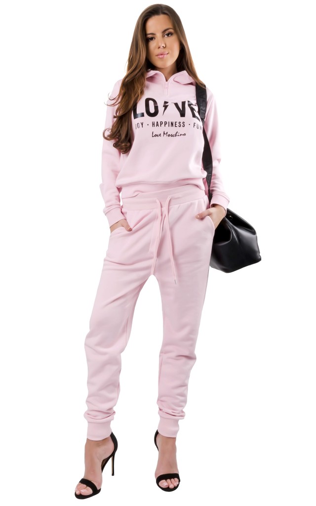 Spodnie Dresowe Love Moschino Logo Pink