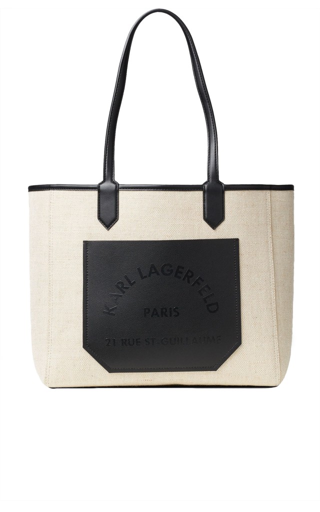 Torebka Karl Lagerfeld Tote Canvas Natural Black