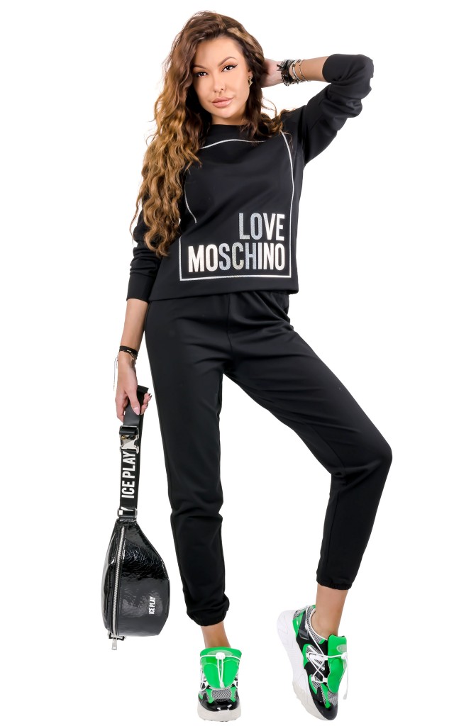 Bluza Dresowa Love Moschino Logo Nero