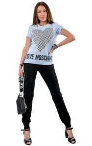 T-shirt Luźny Szachownica Moschino Baby Blue