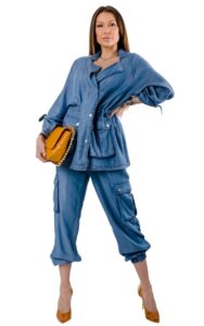 Spodnie Z Wysokim Stanem Luźne My Twin Denim Blue