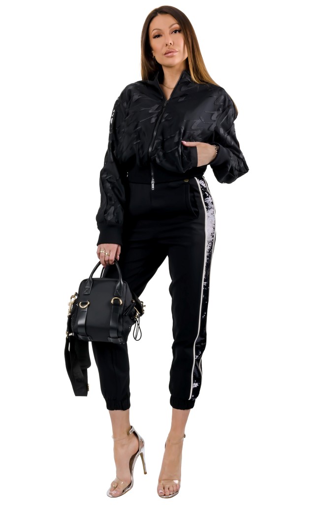 Spodnie Z Cekinowymi Lampasami Twin Set Nero