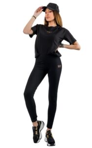 Legginsy Średni Stan Z Nadrukiem Logo Armani Black