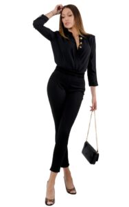 Body Koszula Elisabetta Franchi Logo Nero