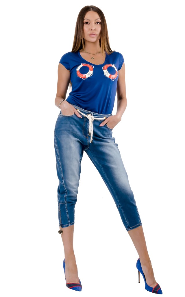 Jeansy Rybaczki Elisabetta Franchi Blue Vintage