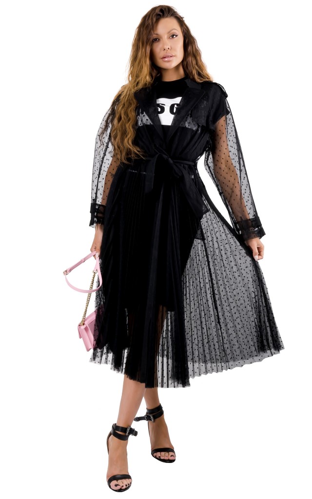 Trench Maxi Koronkowy Red Valentino Nero